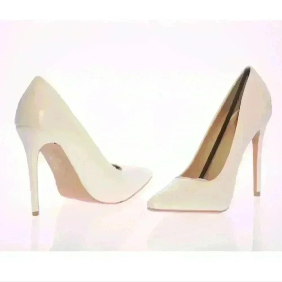Women's Missguided Pu White Faux Leather Pointed Pumps Heels US 8 (Runs small) - Picture 3 of 6